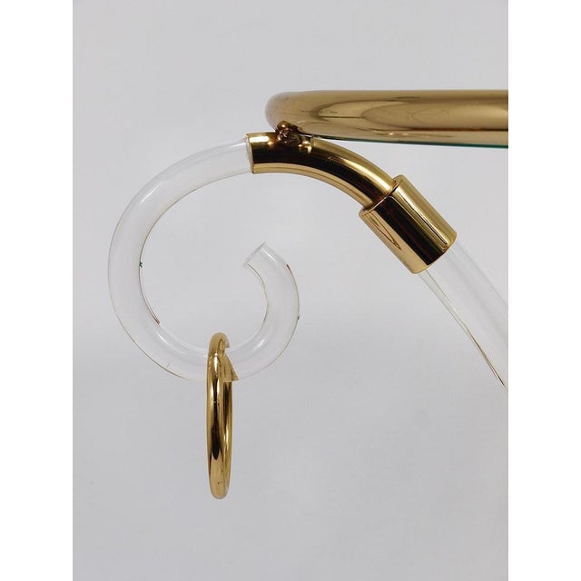 Acrylic Glass & Gilt Metal Tripod Coffee Table Pedestal Gueridon by Maison Charles, 1970s For Sale - Image 13 of 14