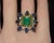 Mid-Century Modern Late 20th Century Gia Certified 8.20Cts Emerald Sapphire & Diamond 18k Gold Cocktail Ring, Size 6.75 For Sale - Image 3 of 15