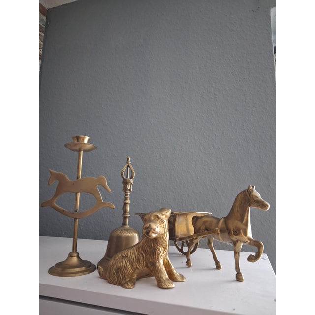 Metal Vintage Victorian Bell, Horses and Dog in Brass, 1920, Set of 4 For Sale - Image 7 of 7