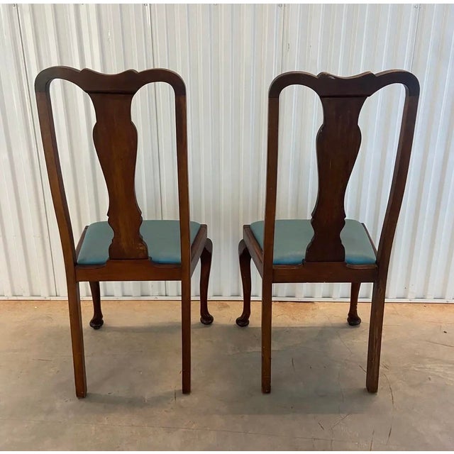 Early Twentieth Century Classic Traditional Queen Anne Armless Dining Chairs, Splat Back With Slip Seats For Sale - Image 4 of 8