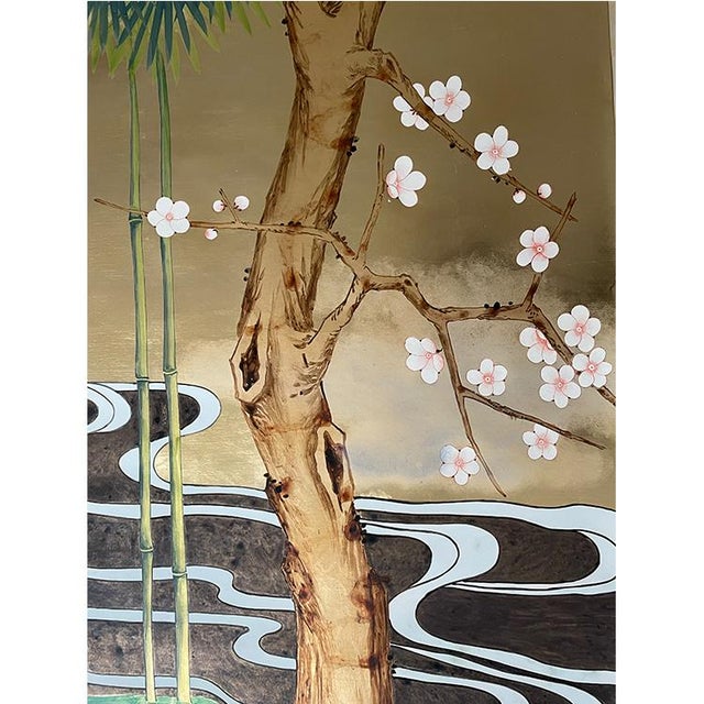 Not Yet Made - Made To Order Gold Leaf Japanese Style Hand-Painted Pine, Bamboo & Crane Wall Panels (Set of 8) For Sale - Image 5 of 5