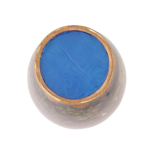 Mint Meiji Japanese Cloisonne Enamel Vase With Birds and Flowers Attributed to Goto For Sale - Image 8 of 9