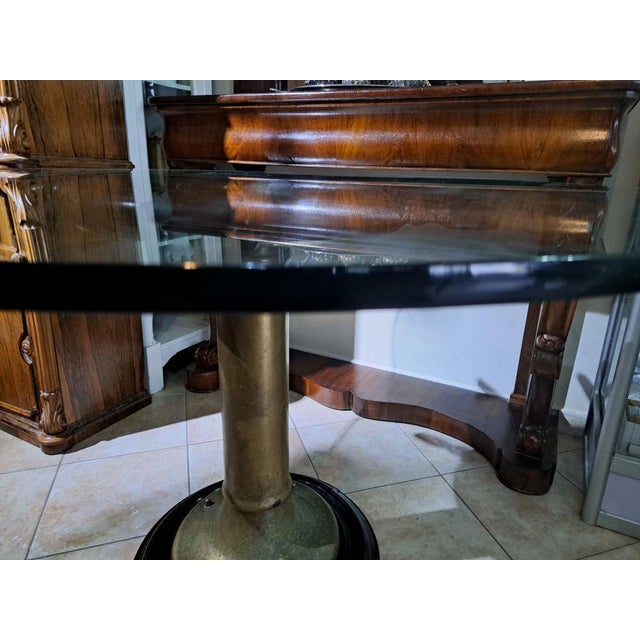 Nautical Table with Brass Base and Glass Top For Sale - Image 6 of 8