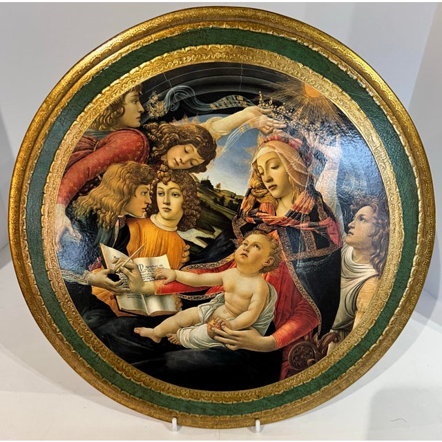 Mediterranean Vintage Made in Italy Florentine Bottivelli Madonna of the Magnificent Child Wall Plaque For Sale - Image 3 of 10