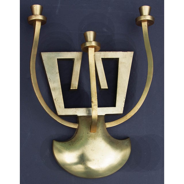 Pair mid century modern brass sconces. Excellent quality castings. Not meant to be wired