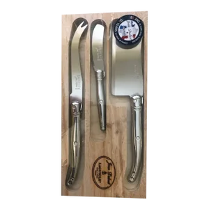 Set of 3 French Jean Dubost Laguiole Stainless Steel Cheese Knives