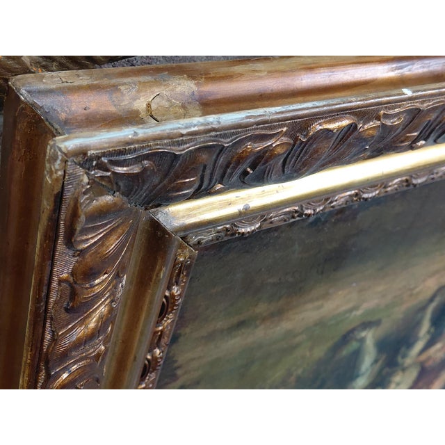 Brown Antique Framed Signed Carlo Rossi Merriment in the Garden Oil on Canvas For Sale - Image 8 of 18