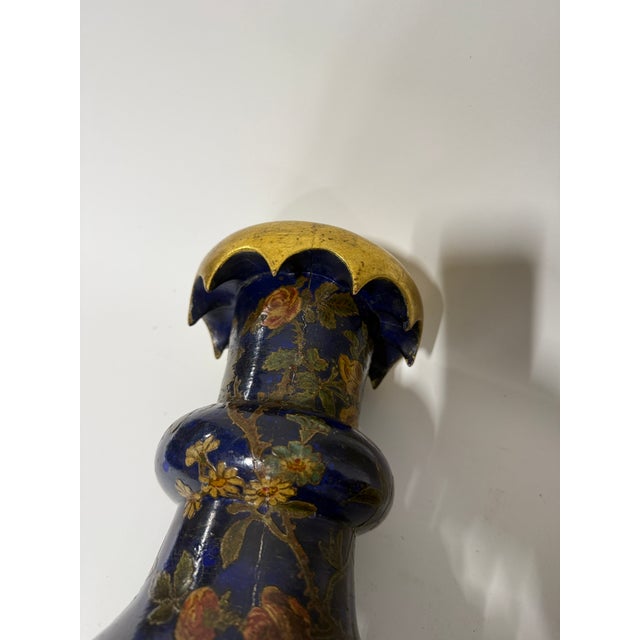 Wood Pair, 19th Century English Brighton Pavilion Style Decoupage & Gilt Wood Vases For Sale - Image 7 of 9