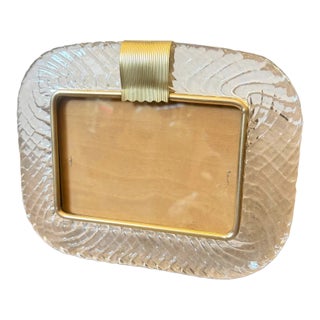 1990s Barovier Style Art Deco Murano Glass and Brass Horizontal Picture Frame For Sale