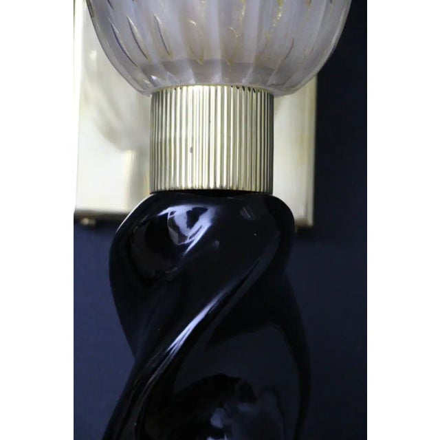 Gold and Black Murano Glass Sconces in the style of Barovier, 1990, Set of 2 For Sale - Image 10 of 17