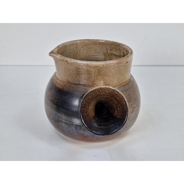 Brown Vintage Glazed Sandstone Jug by Roland Zobel for Atelier Les Cycladen, ​​France, 1970s For Sale - Image 8 of 11