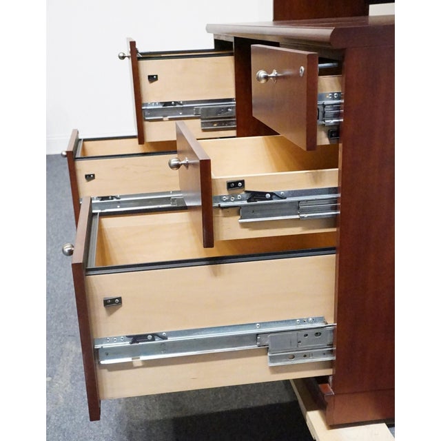 Bernhardt Furniture Cherry Contemporary Modern 60" Computer Credenza Desk W. Filing Cabinets and Cabinet Top For Sale - Image 10 of 16