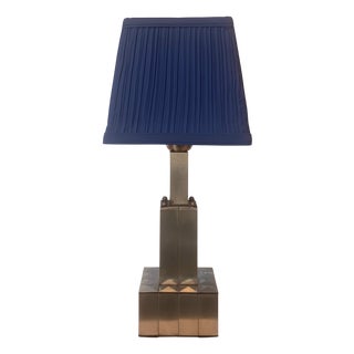 Vintage Skycraper Brass Table Lamp, 1970s For Sale