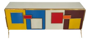 Four Glass Doors Sideboard with Enlightened Handles, 1980s