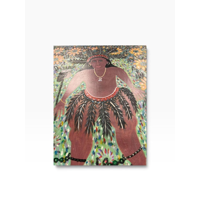 Textile Large Vintage Haitian Vodou Folk Art Painting "La Sirene" by Gérard Fortuné For Sale - Image 7 of 9