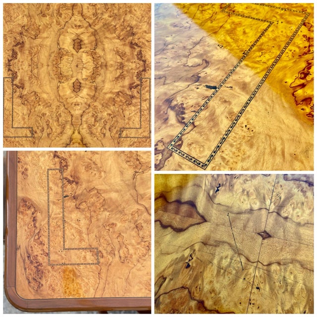 Vintage Dining Table With Maple Root Burl + ‘Radial’ Brass Drum Base | in the Style of Stanley Jay Friedman for Brueton in Mid 20th Century For Sale In Tampa - Image 6 of 12