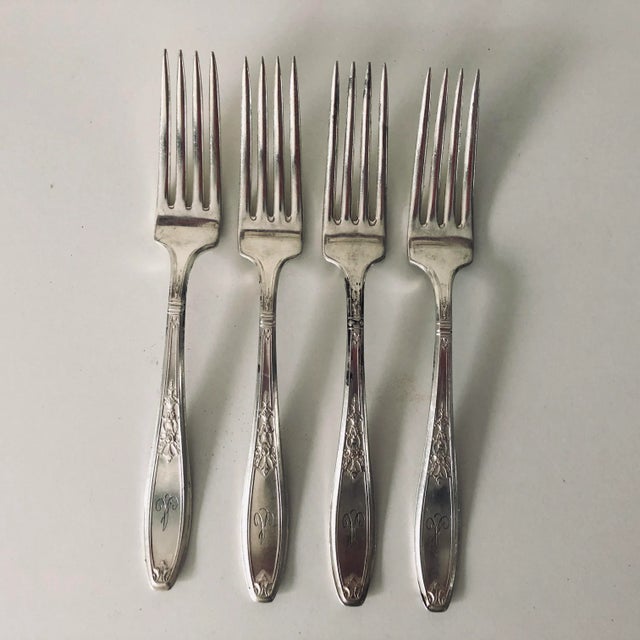 Rogers Bros. Antique 1847 Rogers Bros "Ambassador " Pattern Monogram a Dinner Forks - Set of 4 For Sale - Image 4 of 4