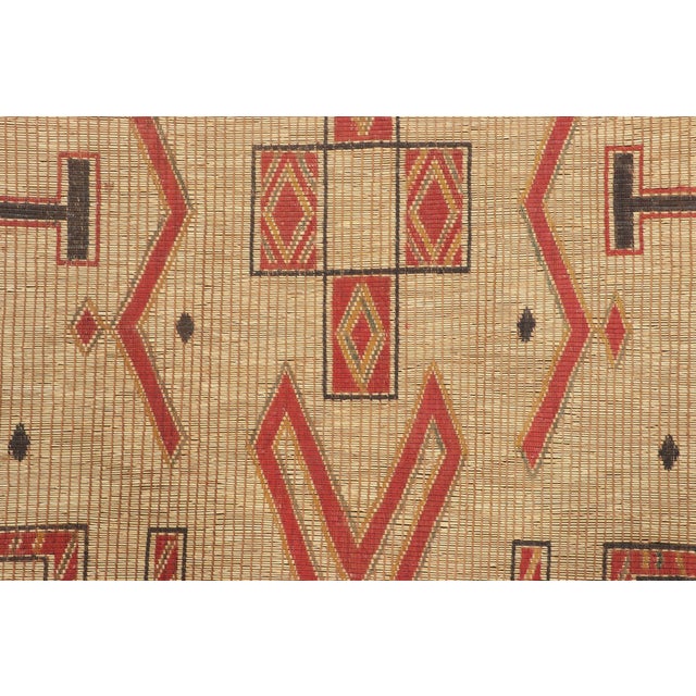 Rug & Kilim Vintage Square Tuareg Mat in Red and Beige Tribal Geometric Patterns For Sale - Image 4 of 7