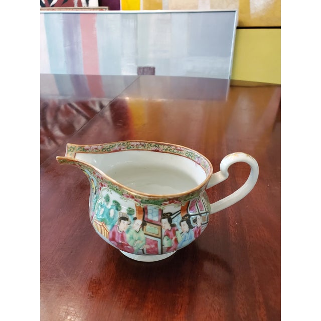 Mid 19th Century Antique Chinese Porcelain Rose Medallion Jug For Sale - Image 5 of 8