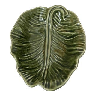 Vintage Olfaire Majolica Cabbage Leaf Bowl For Sale