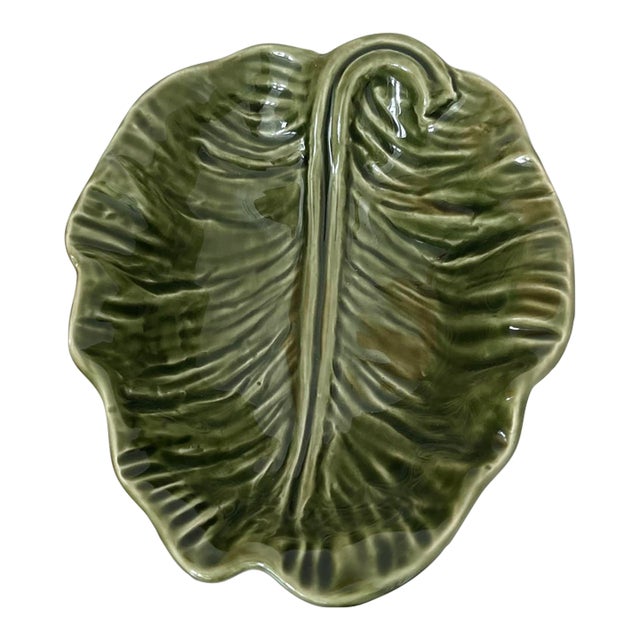 Vintage Olfaire Majolica Cabbage Leaf Bowl For Sale
