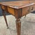 Wood Mid 19th Century Regency Walnut & Rosewood Inlaid Table W/2 Drawers, Brass Beading, Ornate Handles, on Square Tapered Legs on Brass Casters For Sale - Image 7 of 15