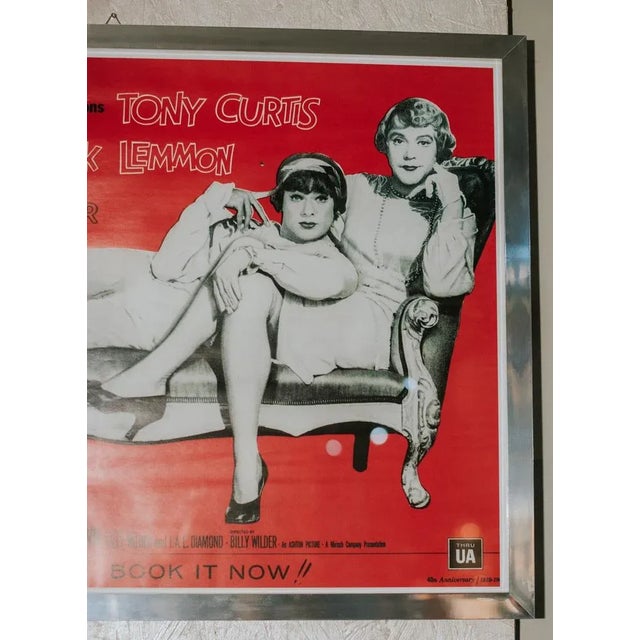 Movie poster for the movie " Some Like It Hot," starring Marilyn Monroe. The poster is a reprint from the 1980s and is...