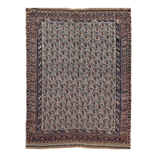 Late 19th Century Persian Afshar Tribal Rug, Hand-Knotted Wool, All-Over Paisley Geometric Pattern, Ivory & Brown, 4x6 For Sale