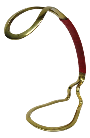 Bottle Holder in Brass with Handle Plastic Band, 1950s
