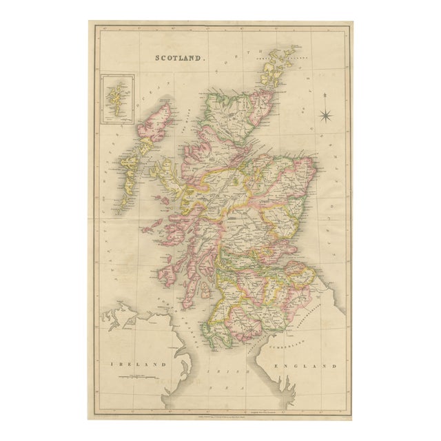 Antique Map of Scotland by T. L. Murray, 1830 For Sale