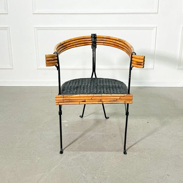 Modern 1960's Modern Sculptural Bent Bamboo and Iron Armchair For Sale - Image 3 of 9