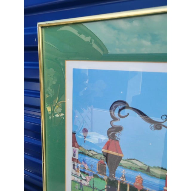 Chelsea House Inc Vintage Artist Proof Signed America Celebrates Freedom Framed Whimsical Americana Bright Carnival Art by Ann Thompson For Sale - Image 4 of 9
