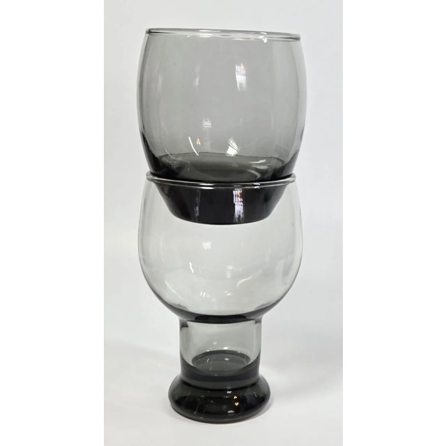 Charcoal Mid-Century Gray Beer Glasses- Set of Seven For Sale - Image 8 of 12