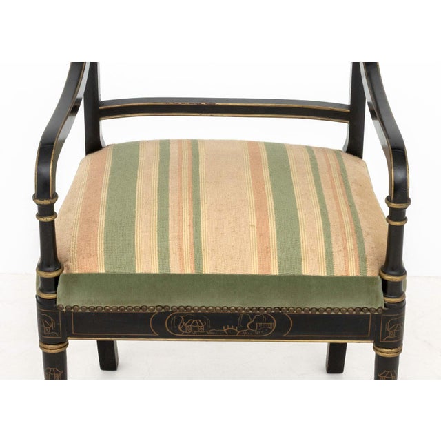 Regency Style Gilt and Ebonized Side Chair For Sale - Image 4 of 7