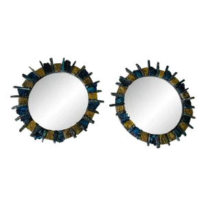 Fab Sunburst Mirrors Line Vautrine Style Agate Stone