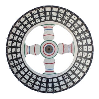 1930's Hand Painted Black Dice Game Wheel For Sale