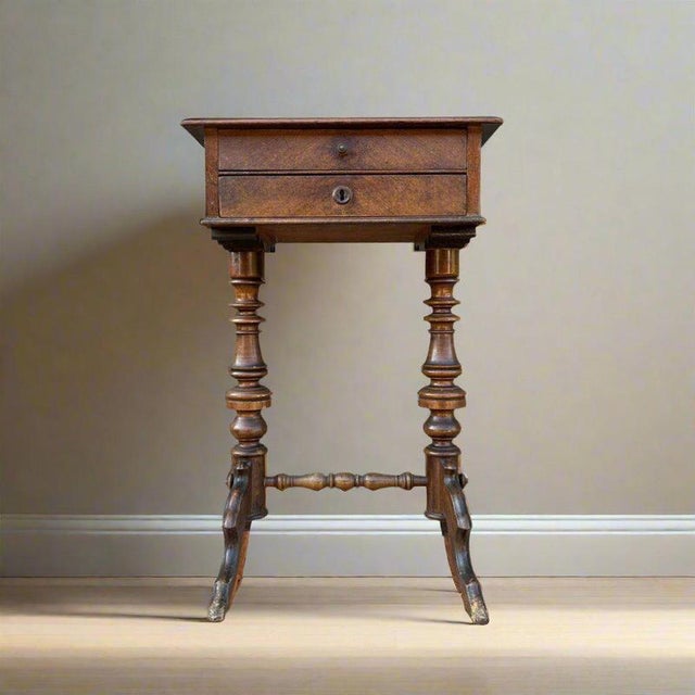 Antique Gründerzeit Sewing Table in Walnut For Sale - Image 15 of 15