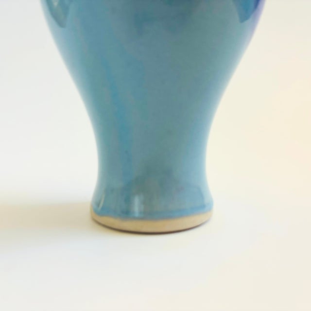 Blue and Purple Ceramic Vase For Sale - Image 4 of 7