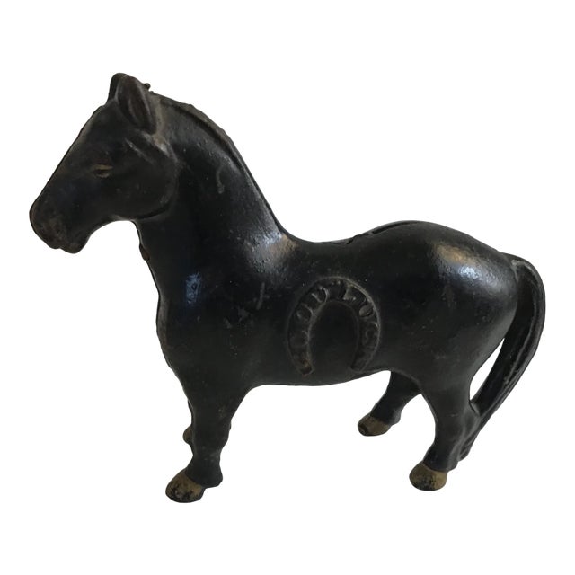 Antique Late 19th Century Cast Iron Horse Still Bank For Sale