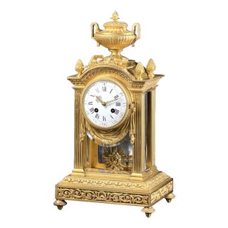 Antique French Louis XVI Style Ormolu Mantel Clock with Ed. Minart Movement from F. Barbedienne, 1850s For Sale