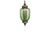 A pair of Art Moderne glass lanterns, circa 1940s. Kelly green ribbed glass lanterns are secured with cast metal caps and...