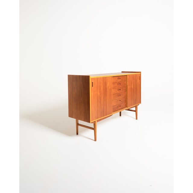 Scandinavian Teak and Oak Highboard, 1960s For Sale - Image 4 of 11