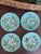 Sarreguemines majolica plates, France, circa 1865–1890. Turquoise ground with molded relief decoration of birds perched on...