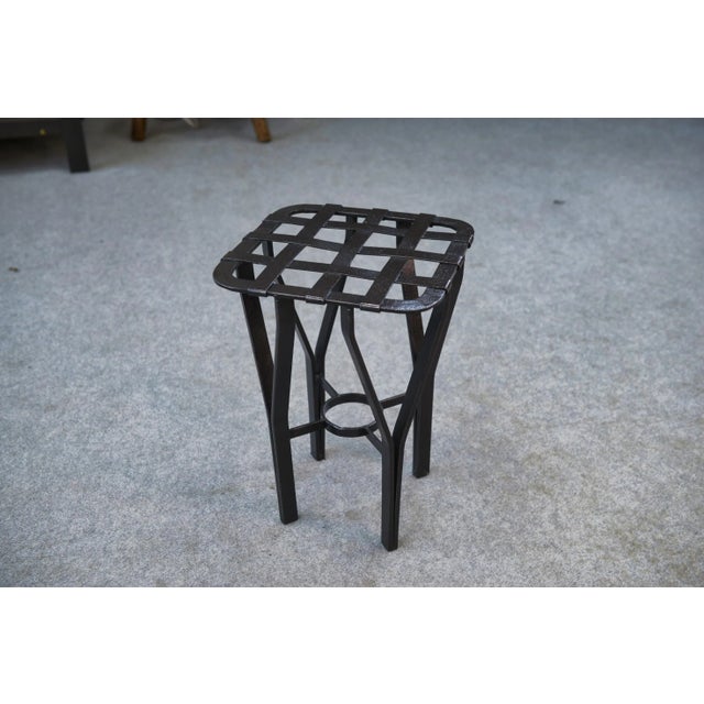 French Wrought Iron and Woven Metal Stool, 1950s For Sale - Image 4 of 12