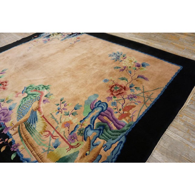 Textile 1920s Brown Earth Tone Antique Chinese Art Deco Carpet Made by Nichols Workshop Rug 7'10" X 9'6" For Sale - Image 7 of 18