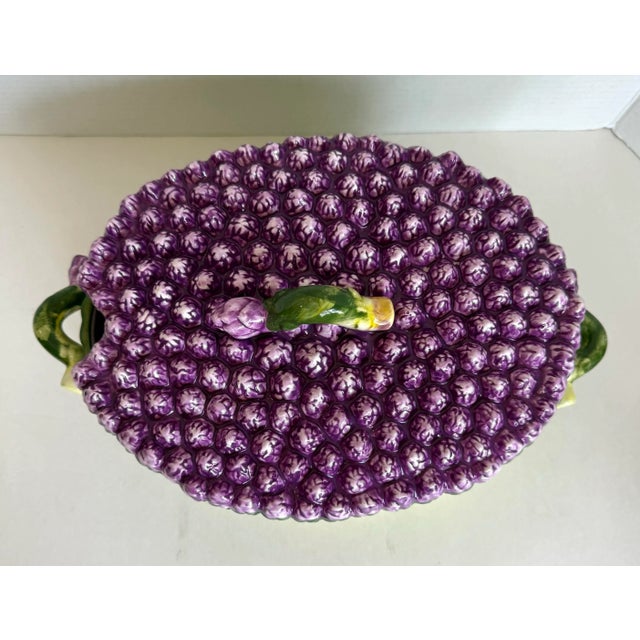 Figurative Vintage Majolica Ceramic Asparagus Bundle Soup Tureen For Sale - Image 3 of 10
