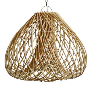 Contemporary Rattan Java Drop Pendant Light Large For Sale