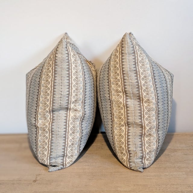 Traditional Jasper Eastlake Sky Blue & Brown 20" Pillows - Double Sided For Sale - Image 3 of 7