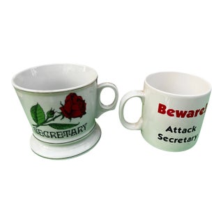 1970s Ceramic Secretary Mugs - a pair For Sale