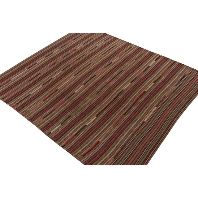 Rug & Kilim 1950s Vintage Persian Kilim in Pink and Beige-Brown Stripes by Rug & Kilim For Sale - Image 4 of 8